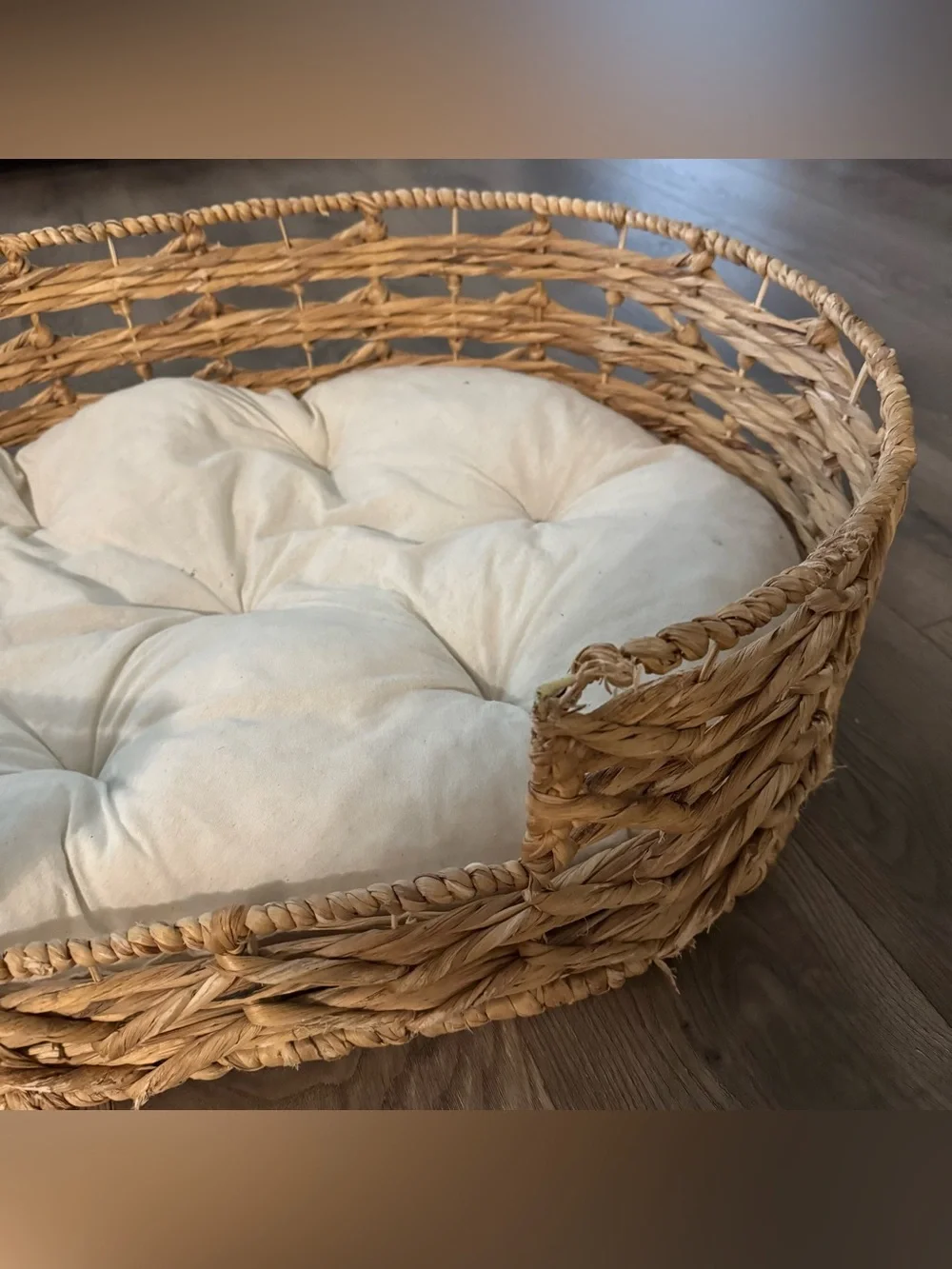 Two Dog Beds – Wicker Boutique Bed + Nandog Plush Bed – Set of